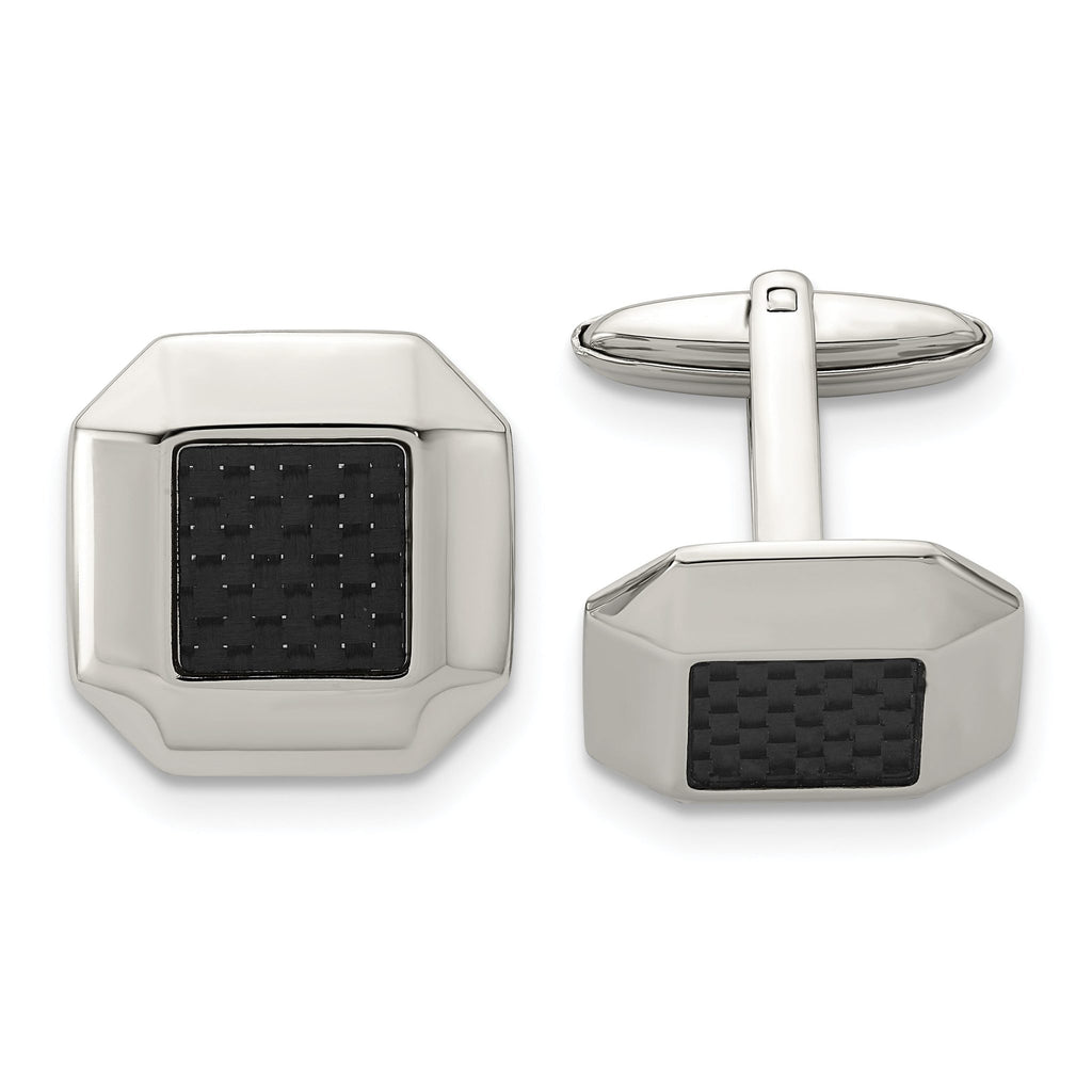 Stainless Steel Black Carbon Fiber Cuff Links