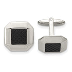 Stainless Steel Black Carbon Fiber Cuff Links