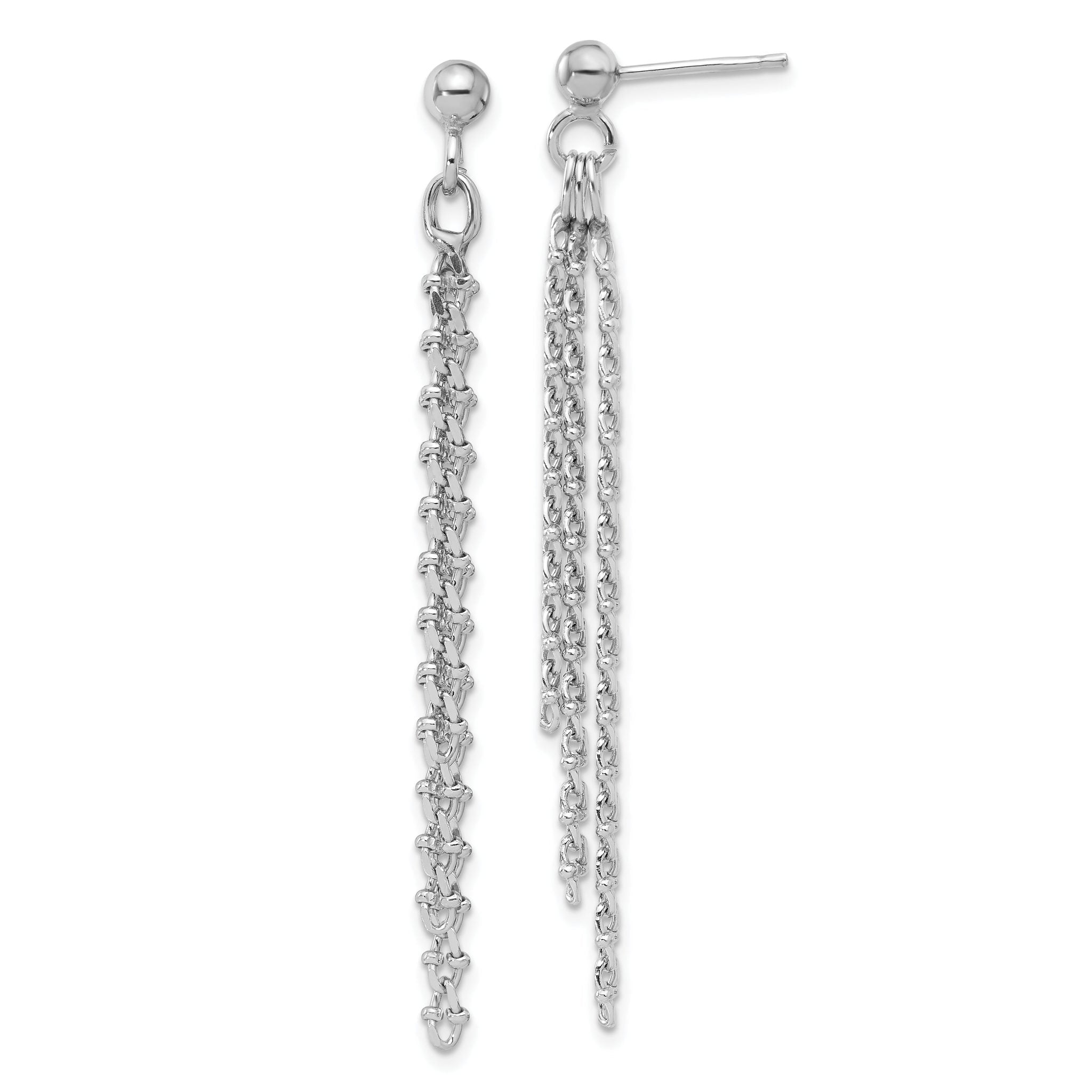Sterling Silver Rh-plated Polished 3-Strand Post Dangle Earrings Main image