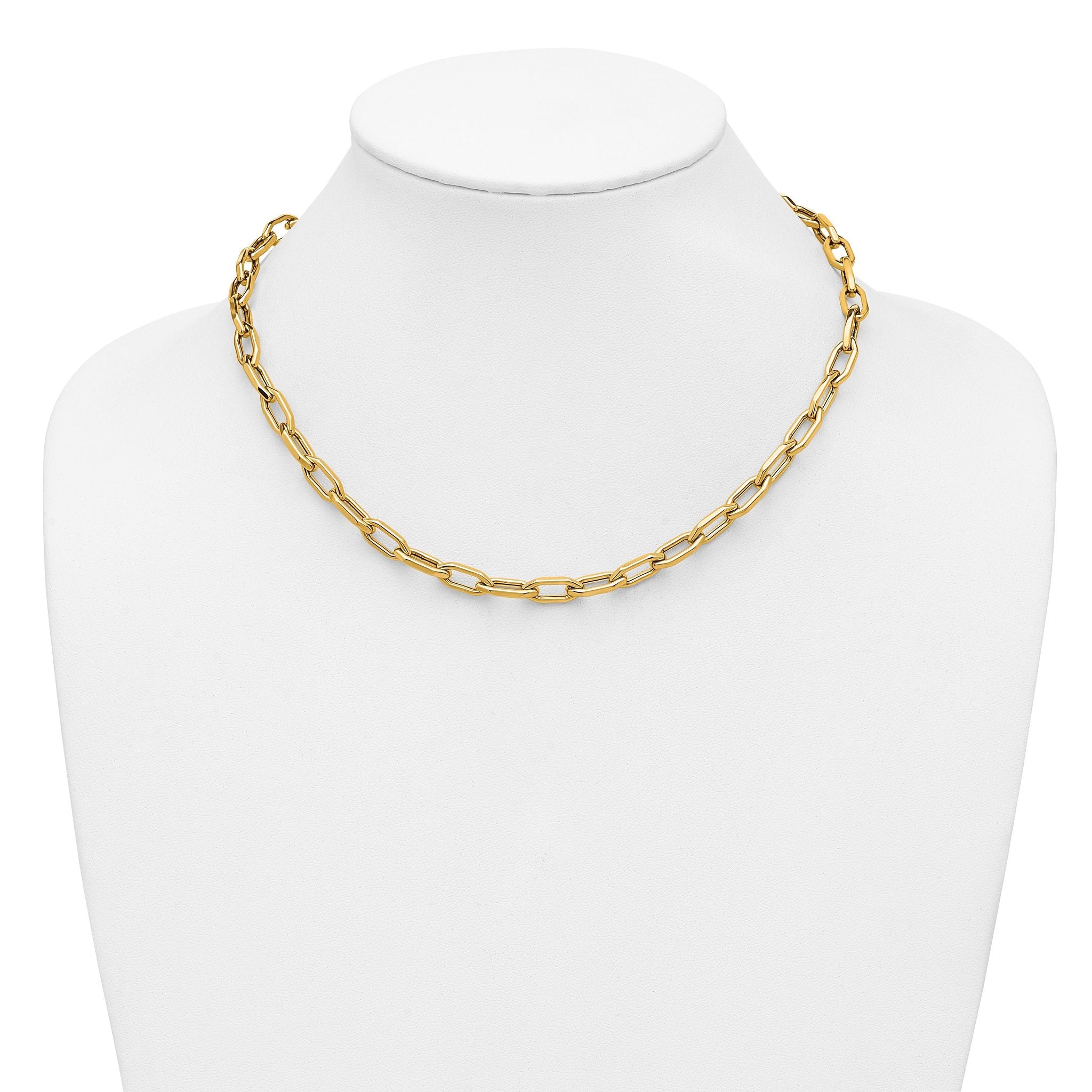 14K Polished Fancy Link with .5in ext. Necklace