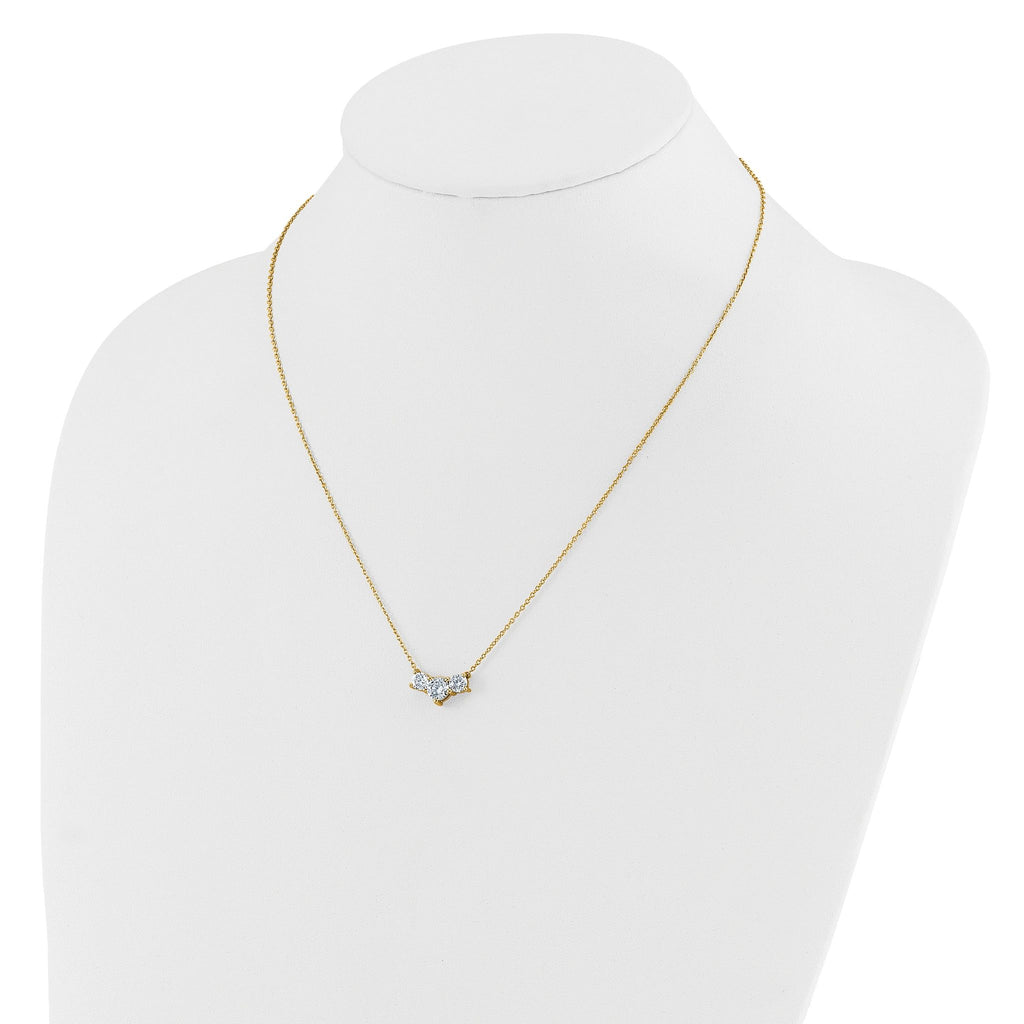 14k 1 1/2 carat Lab Grown Diamond VS/SI+ G+ Round Complete 18 inch Three Stone Necklace
