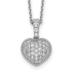 Sophia Jewelers Rhodium-Plated Sterling Silver Heart Necklace with 40 CZ Stones