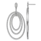 Cheryl M Sterling Silver Rhodium-plated Polished Fancy CZ Ovals Post Dangle Earrings