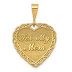 14K Gold Reversible For My Mom Charm with Polished Finish