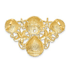 14K Gold Sea Life Diamond-Cut Slide Pendant for Omega Necklaces