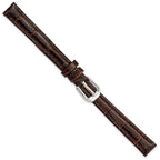 Crocodile Grain Leather Watch Band in Brown, 19mm