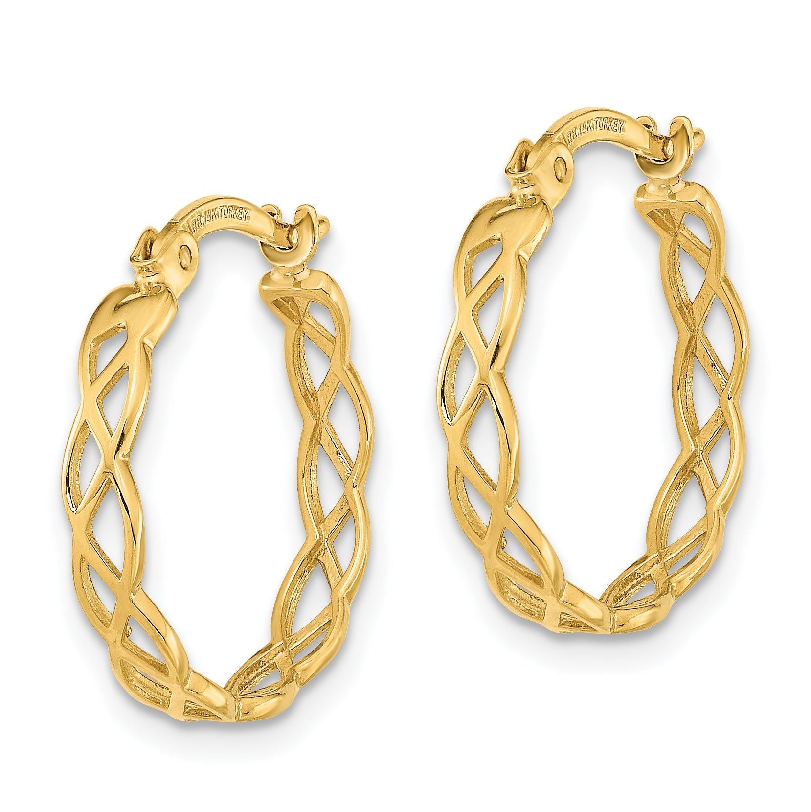 14k Gold Polished Intertwined Filigree Hoop Earrings Secondary image
