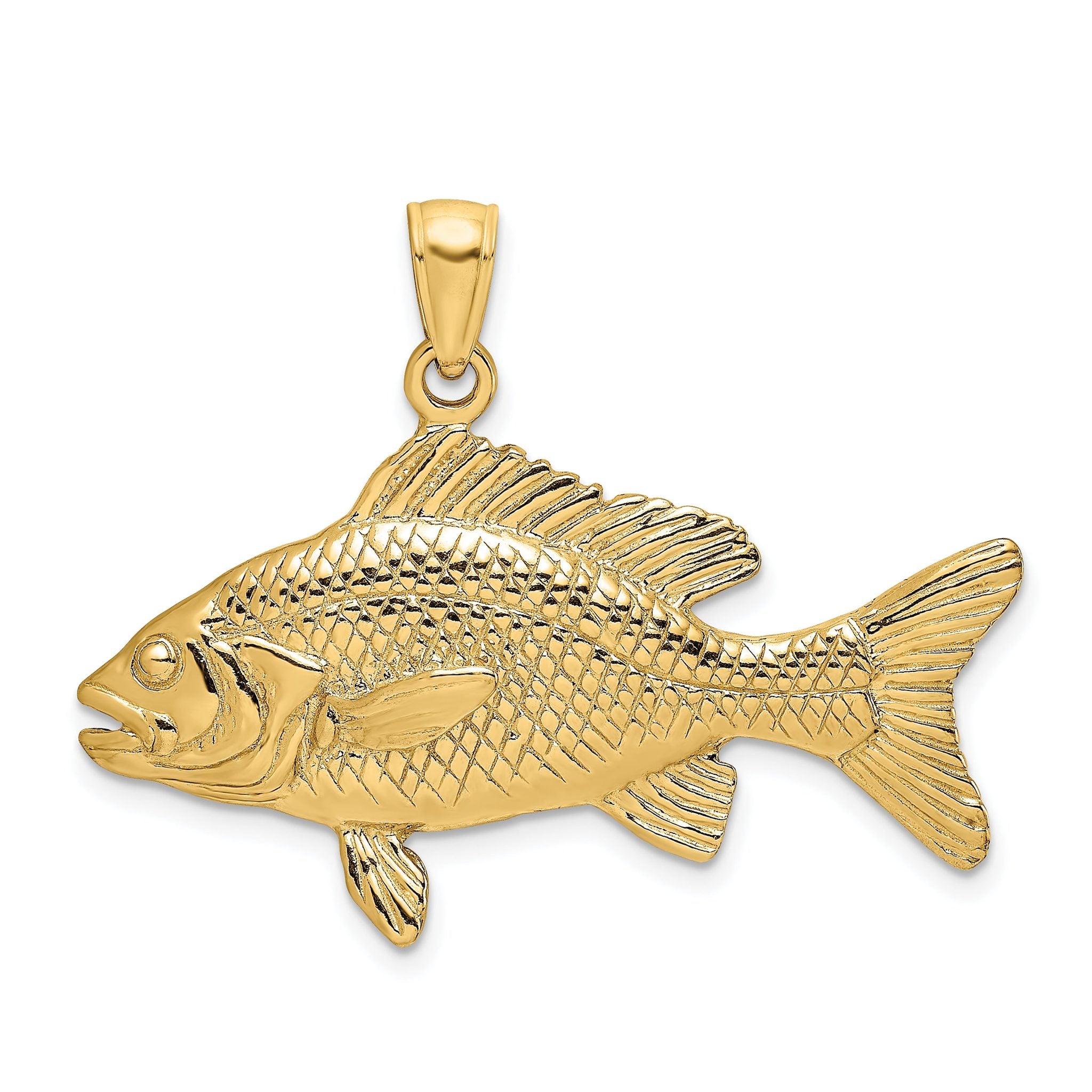 14K 3-D Textured Red Snapper Fish Charm Main image