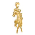 14K Gold Brushed Horse Pendant for Men with Diamond-Cut Finish
