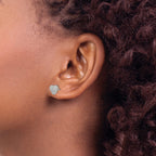 Stainless Steel Polished Heart Cluster Button Earrings