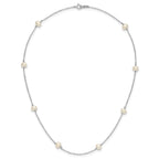 14k White Gold 4-5mm White Near-Round Freshwater Cultured Pearl 8-Station 16 inch Necklace