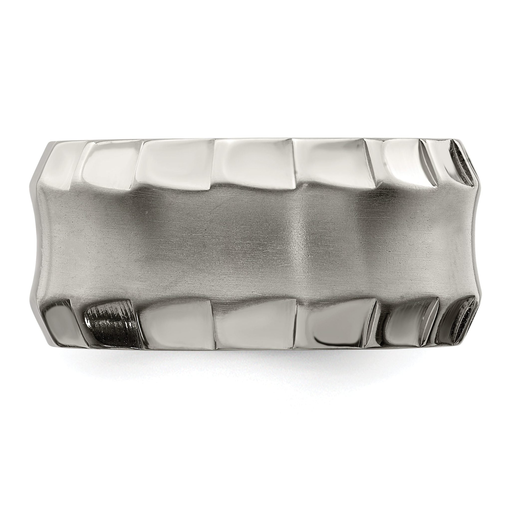 Edward Mirell Titanium Faceted Edge Brushed/Polished 12mm Concave Band