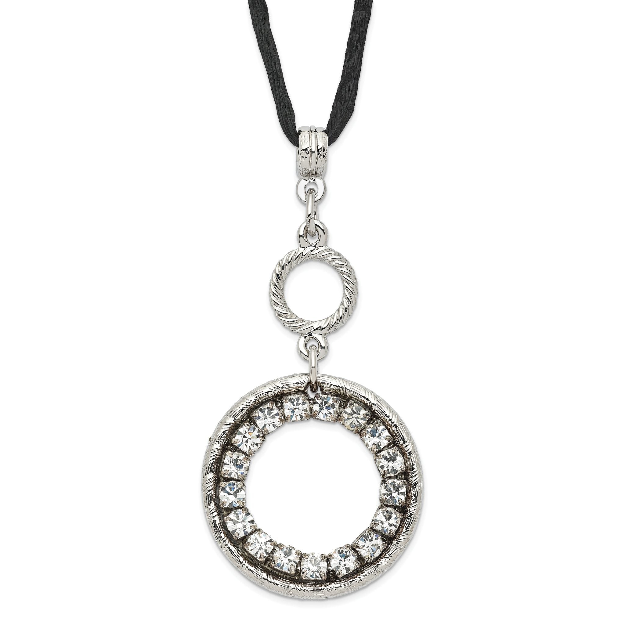 1928 Silver-tone Crystal Circle With  3in ext Necklace Main image