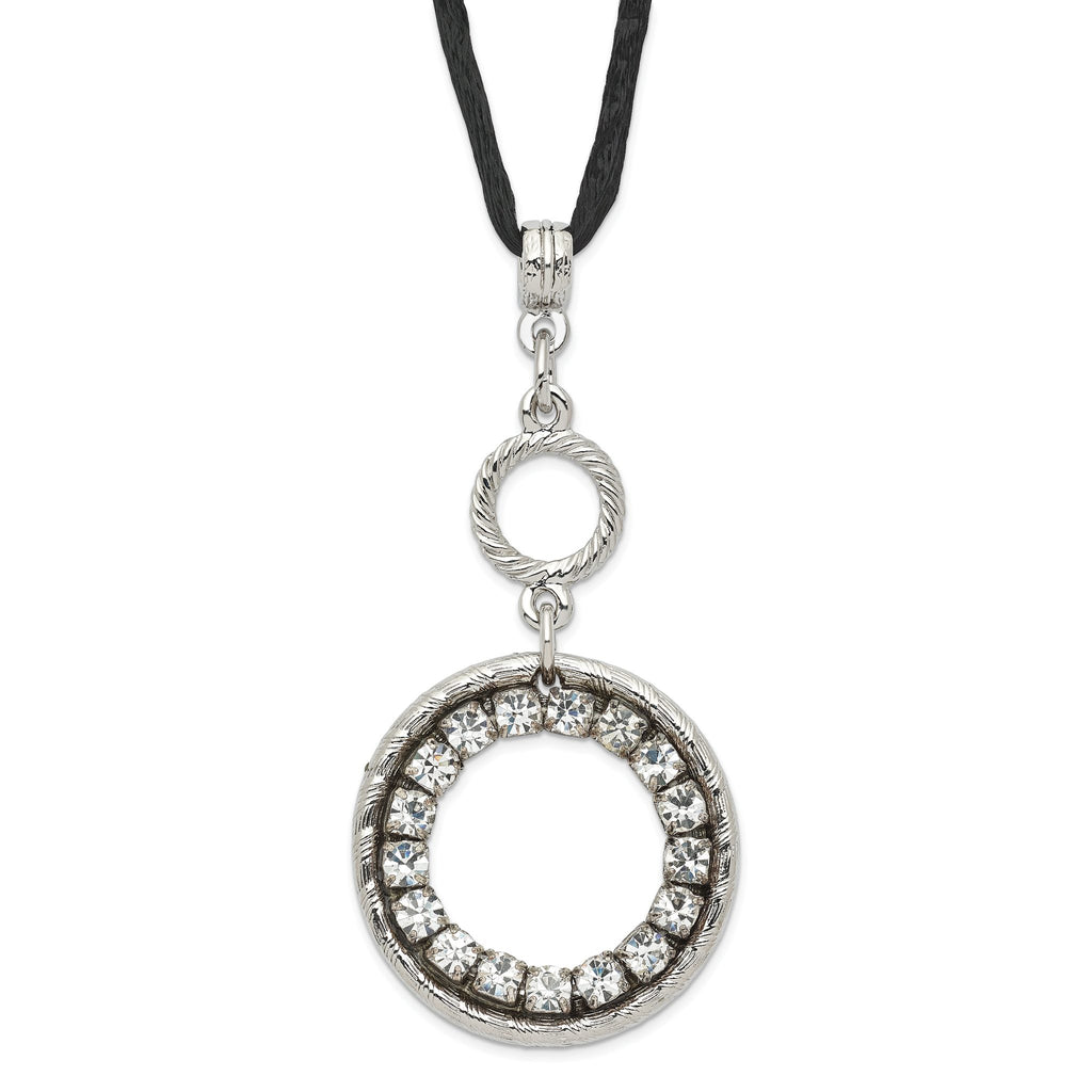 1928 Silver-tone Crystal Circle With  3in ext Necklace