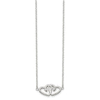 Sterling Silver Polished Two Hearts CZ Necklace