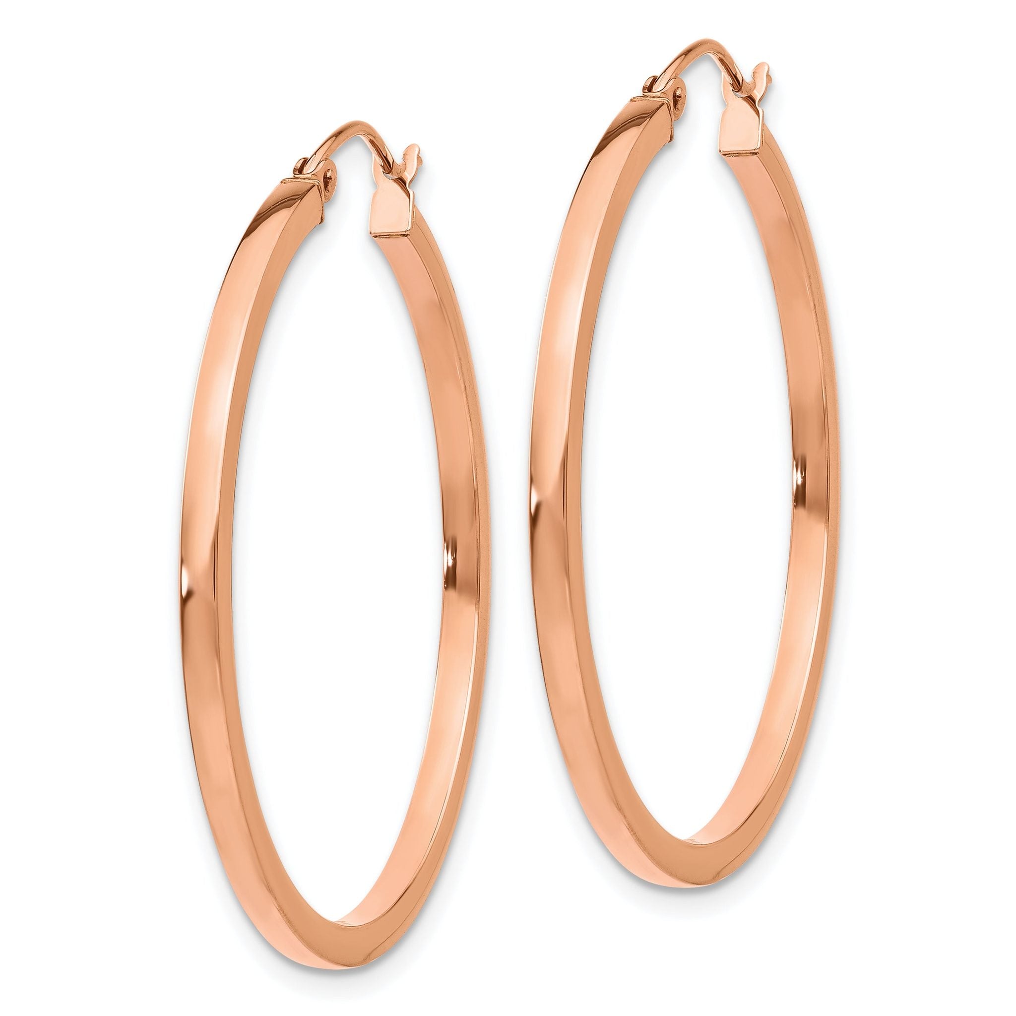 14k Rose Gold Lightweight Square Tube Hoop Earrings Secondary image
