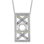 Sophia Jewelers Sterling Silver Love and Kisses Necklace with Multicolor CZ
