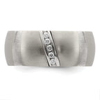 Edward Mirell Titanium and Silver Two-Tone Diamond Wedding Band
