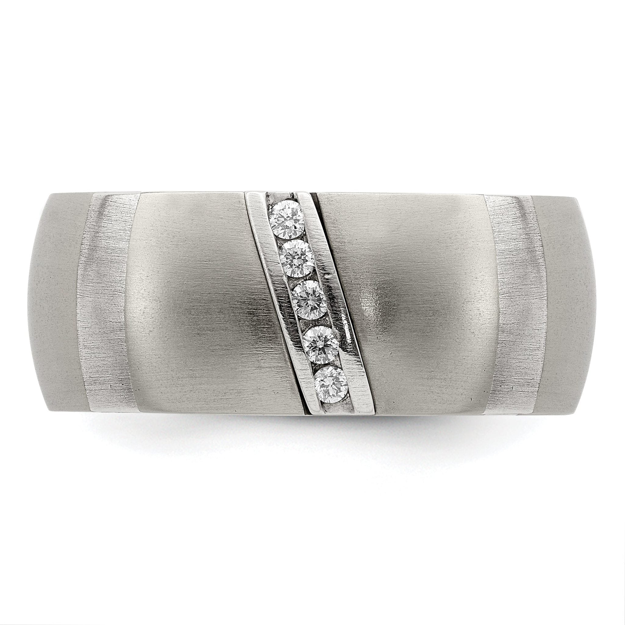 Edward Mirell Titanium and Silver Two-Tone Diamond Wedding Band