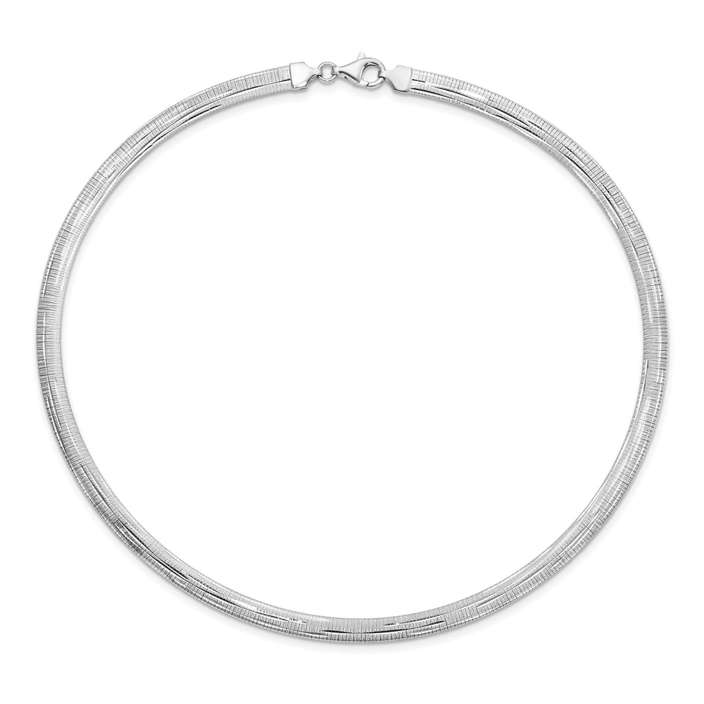 Sterling Silver Rhod-plated Polished Textured Reversible Necklace