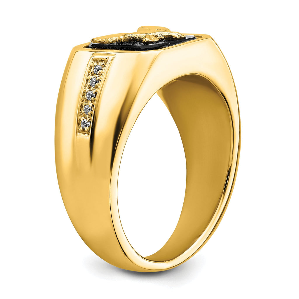 14k Onyx and Diamond Eagle Mens Ring