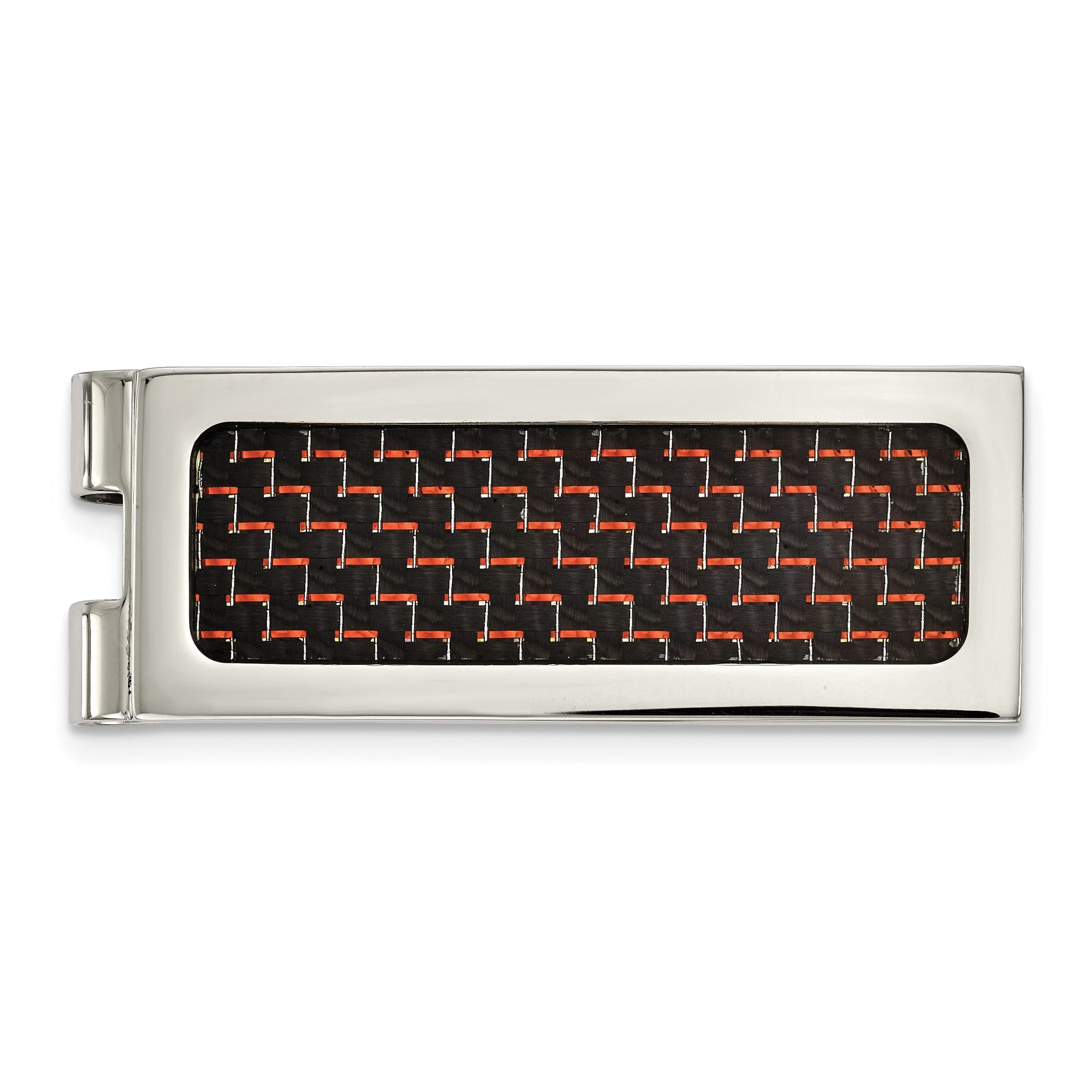 Chisel Stainless Steel Polished with Black and Red Carbon Fiber Inlay Money Clip Main image