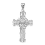 14K White Gold Latin Cross Pendant with Polished Diamond-Cut Finish  Elegant, Tarnish-Resistant Design