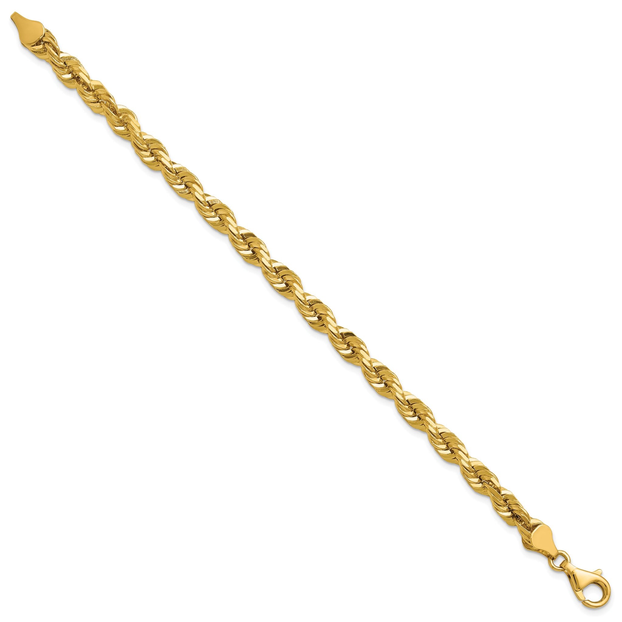 14K 7 inch 5.5mm Diamond-cut Rope with Fancy Lobster Clasp Chain Secondary image