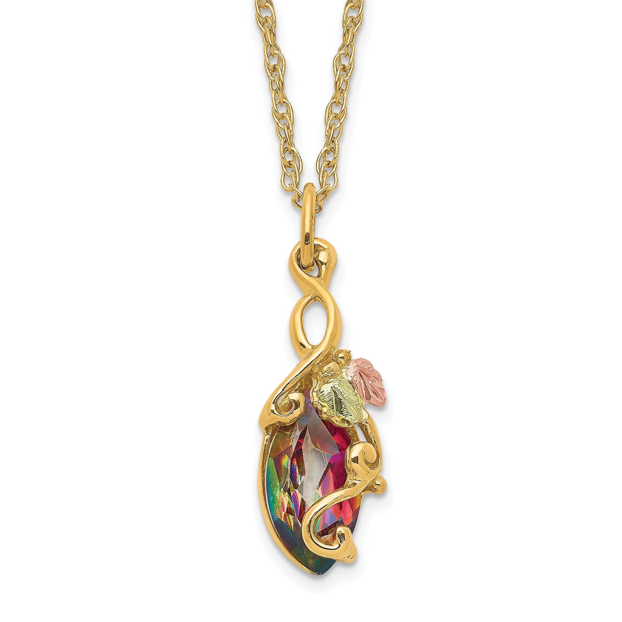 10K Tri-Color Gold Mystic Topaz Necklace with Elegant Pendant Main image