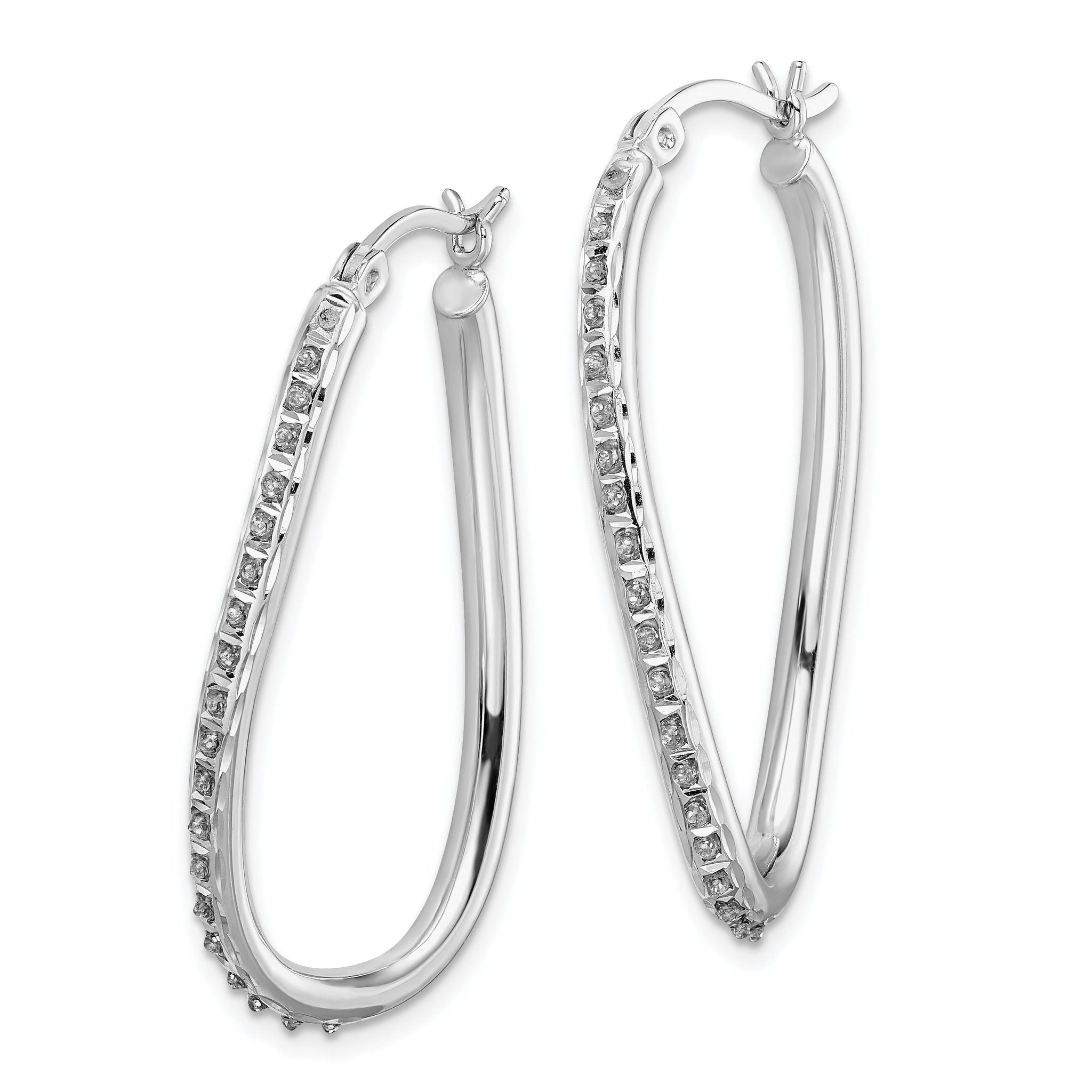 Sophia Jewelers Sterling Silver Diamond Twist Hoop Earrings with Platinum-Plated Finish Secondary image