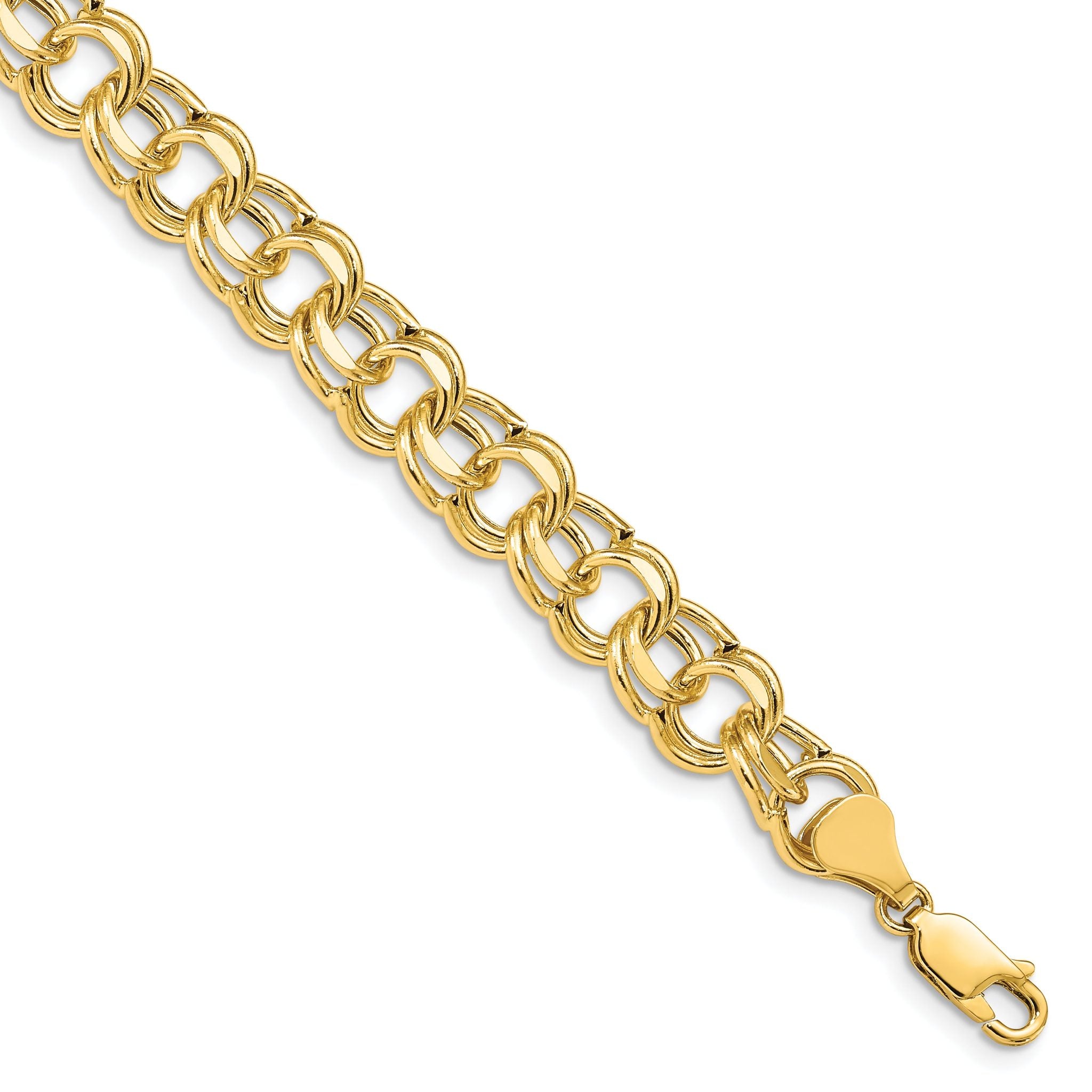 14k Lite 8.5mm Double Link Charm Bracelet Main image