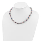 Sterling Silver RH 6-7mm Bla/Pi/G FWC Pearl Neck 7.25 Brac&3pc Earring Set