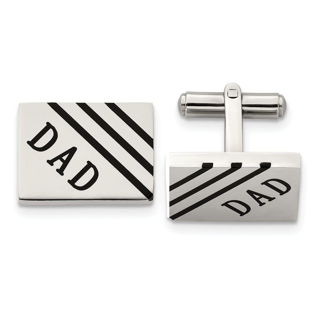 Stainless Steel Polished Enamel Dad Cuff Links