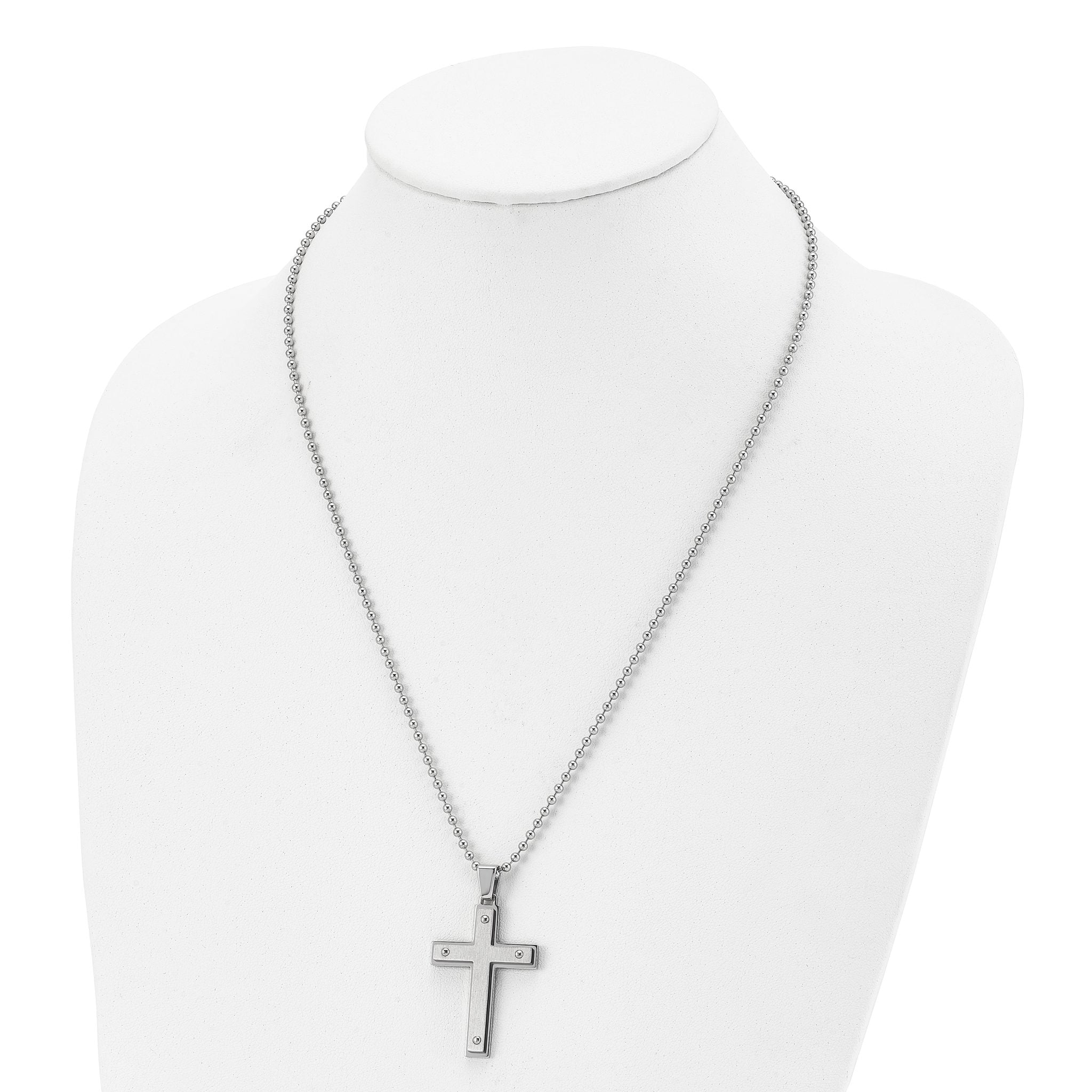 Cross Pendant Necklace in Stainless Steel, 22 in
