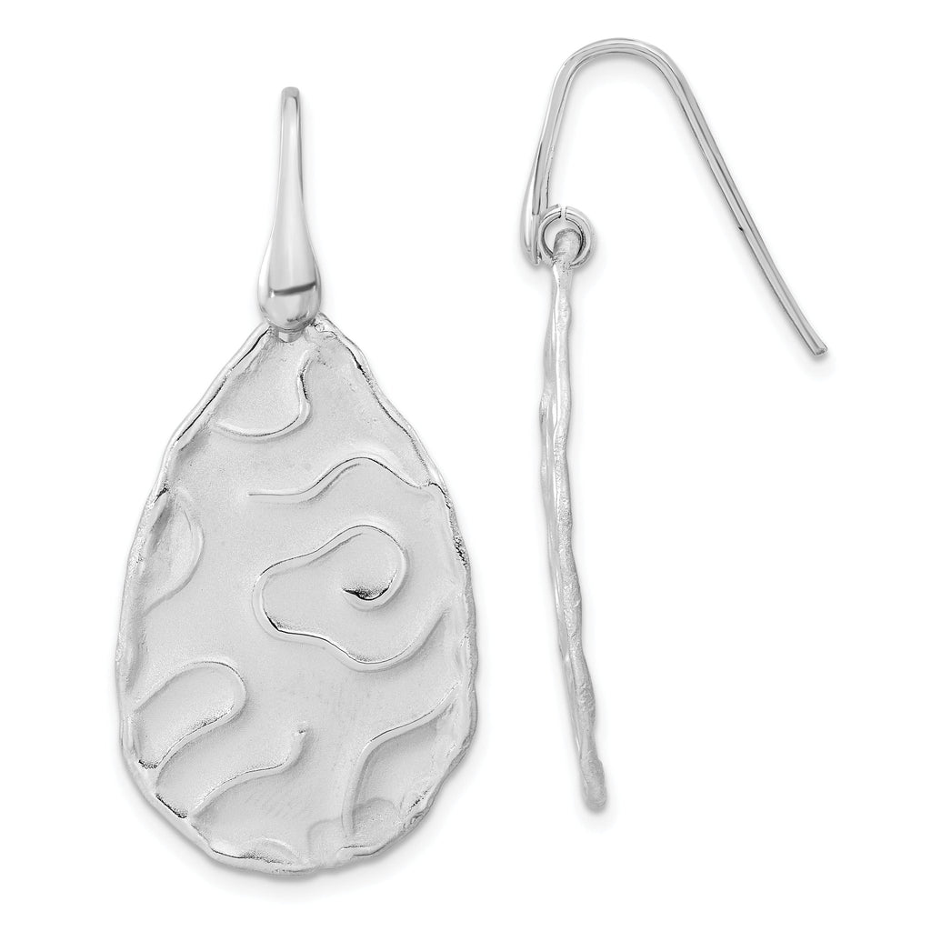 Sterling Silver Rhodium-Plated Dangle Earrings with Satin Finish