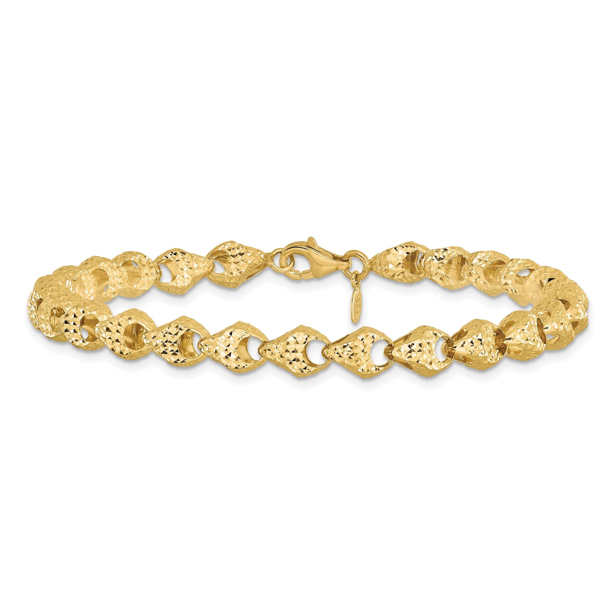 14K Diamond-cut Fancy Link Bracelet