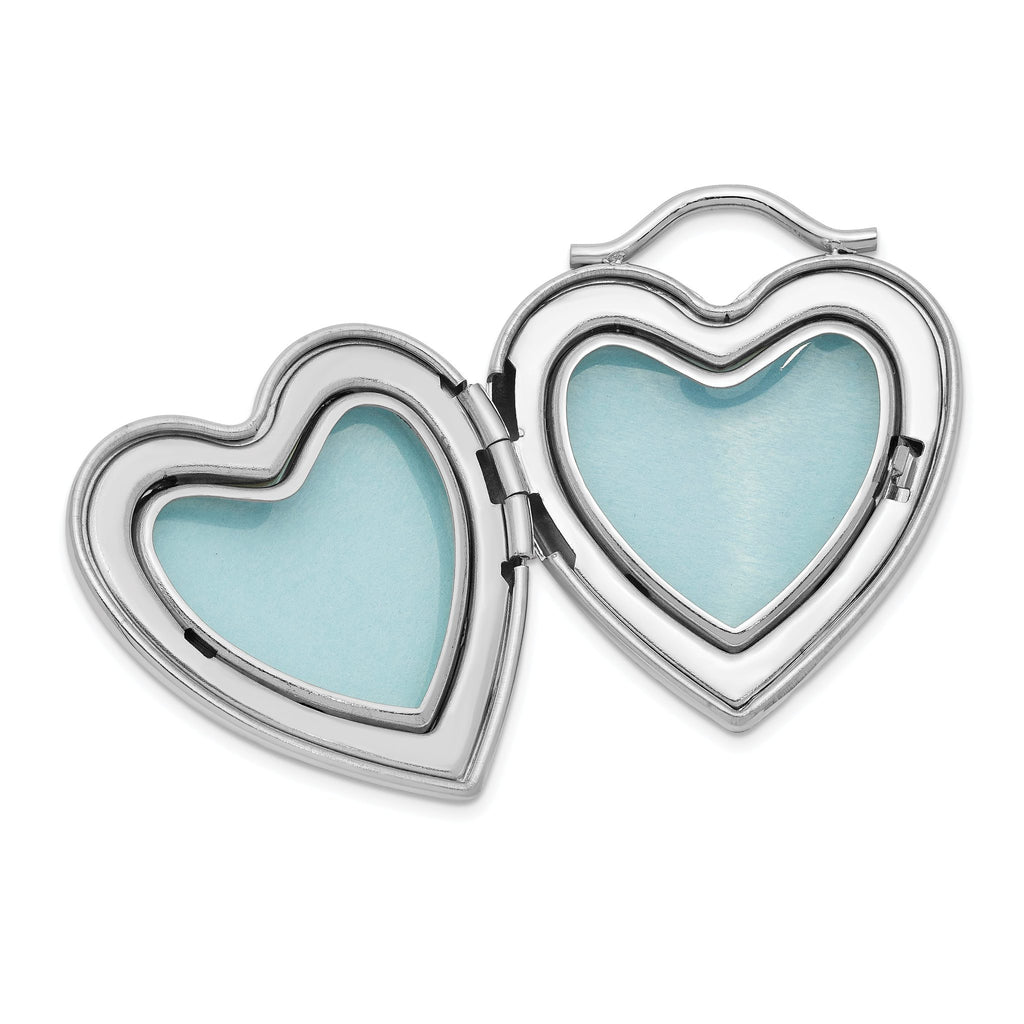 Sterling Silver Rhodium-plated 24mm Crystal Heart Locket