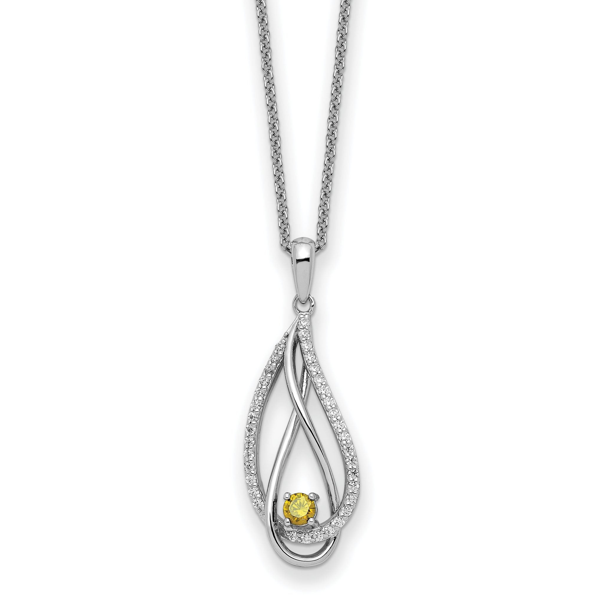 Sentimental Expressions Sterling Silver Rhodium-Rhodium-Plated Nov CZ Always in my Heart Birthstone 18in Necklace Main image