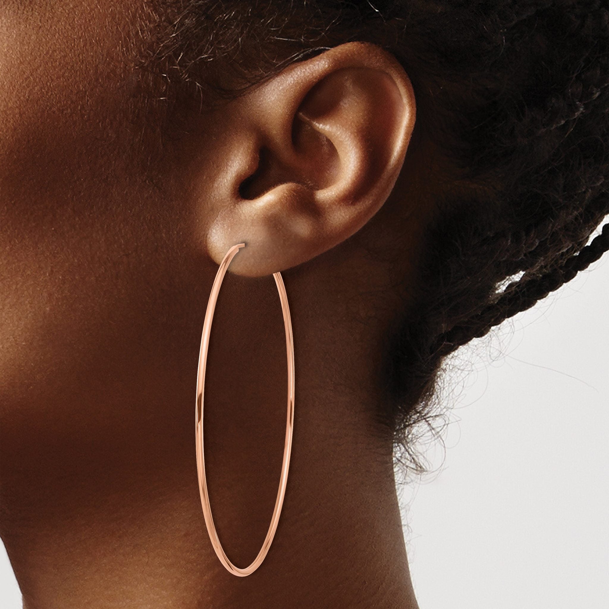 14k Rose Gold 1.5mm Polished Endless Hoop Earrings