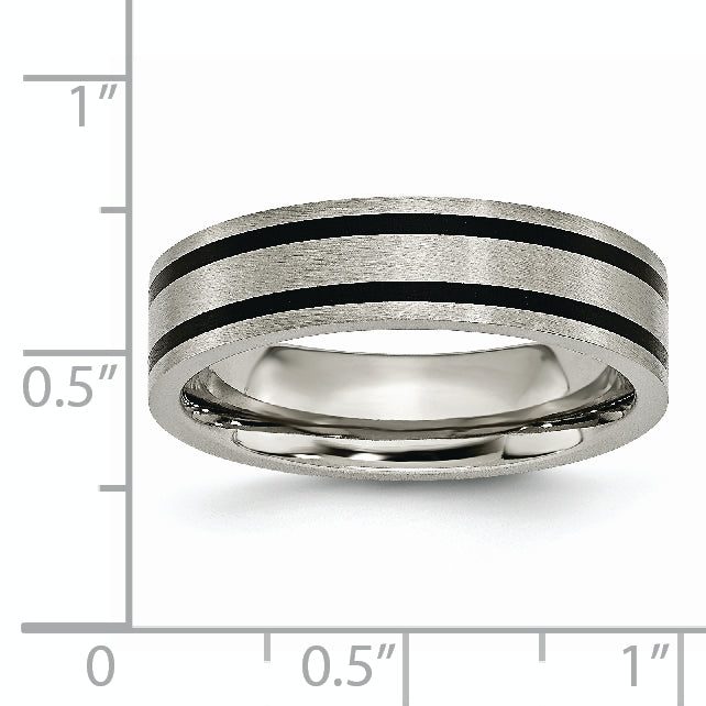 Black Enamel Wedding Band in Titanium, 6mm