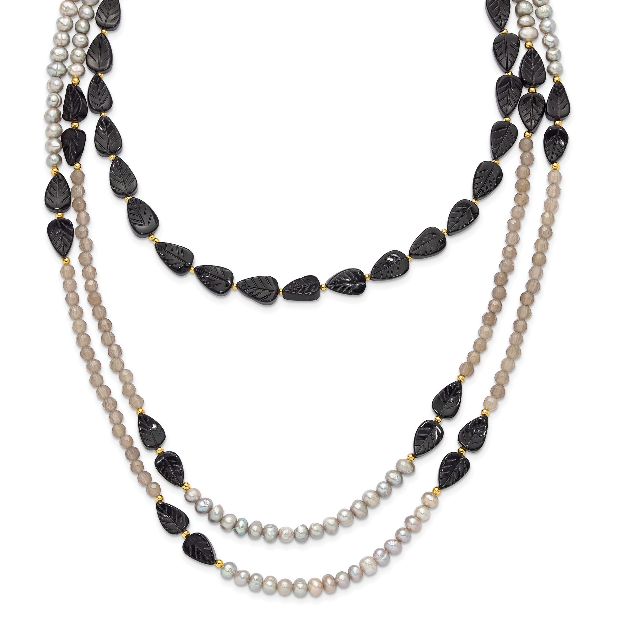 Sterling Silver Gold-plated Multi Stone Adj. 17in or 40in Necklace Secondary image