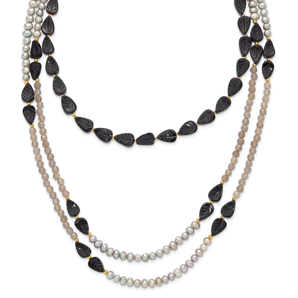 Sterling Silver Gold-plated Multi Stone Adj. 17in or 40in Necklace