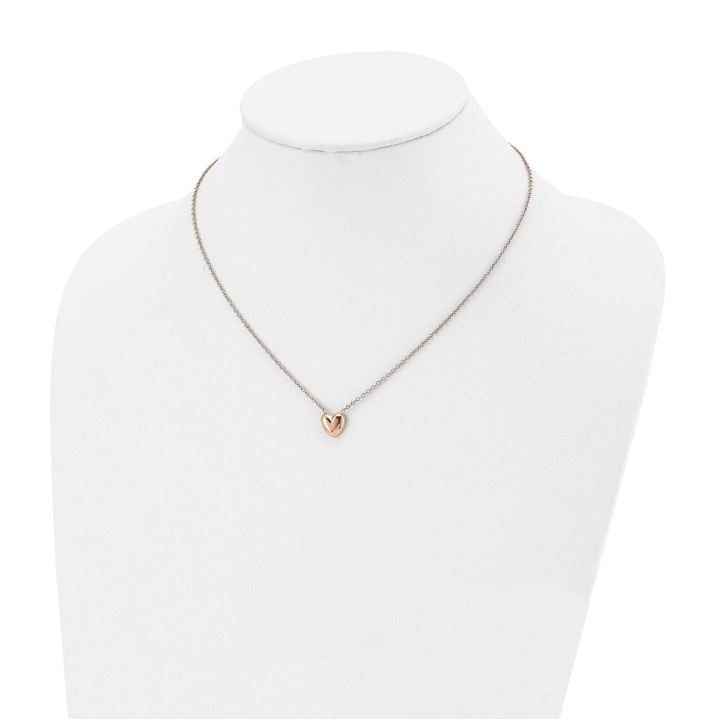 Rose-Tone Heart Pendant Necklace in Stainless Steel