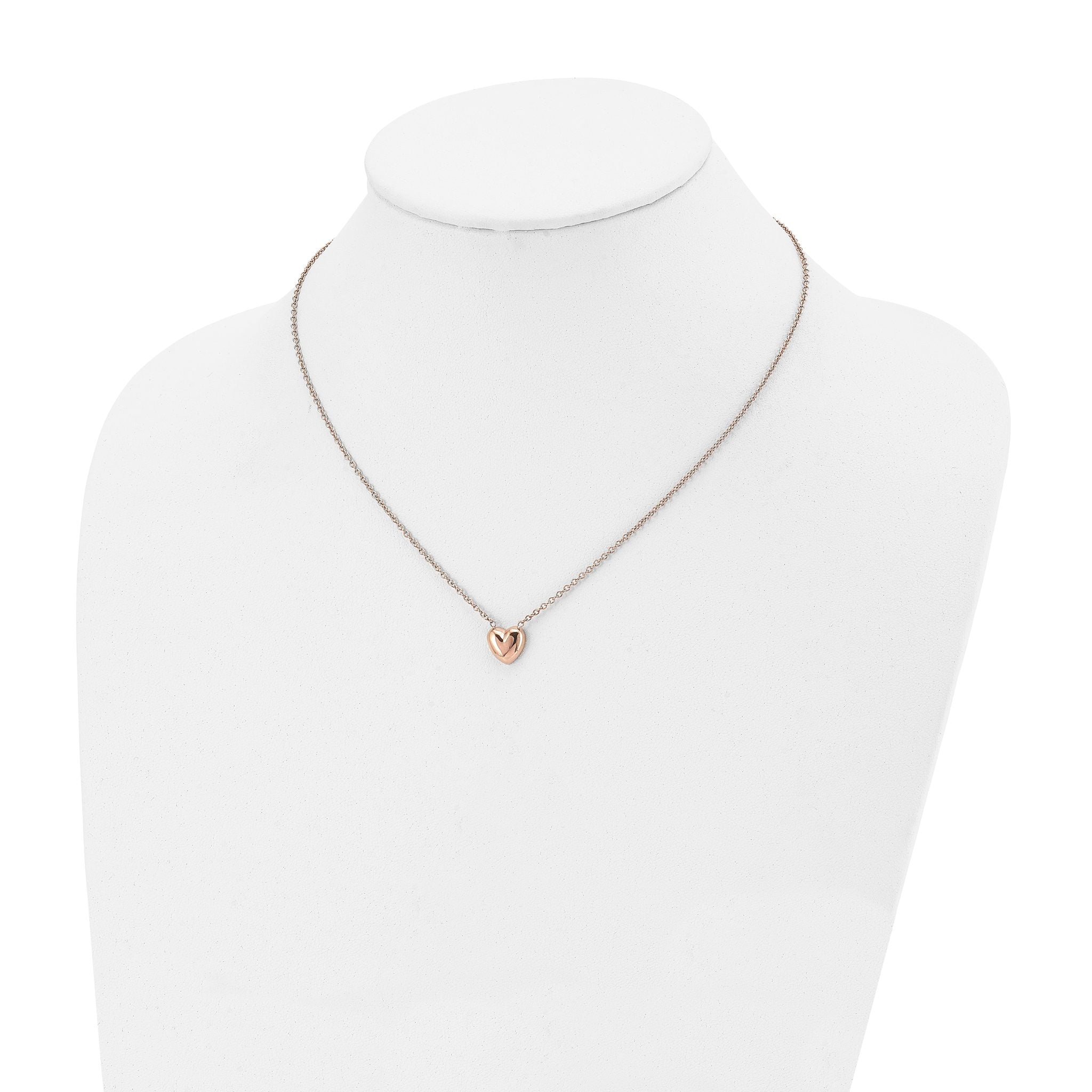 Rose-Tone Heart Pendant Necklace in Stainless Steel