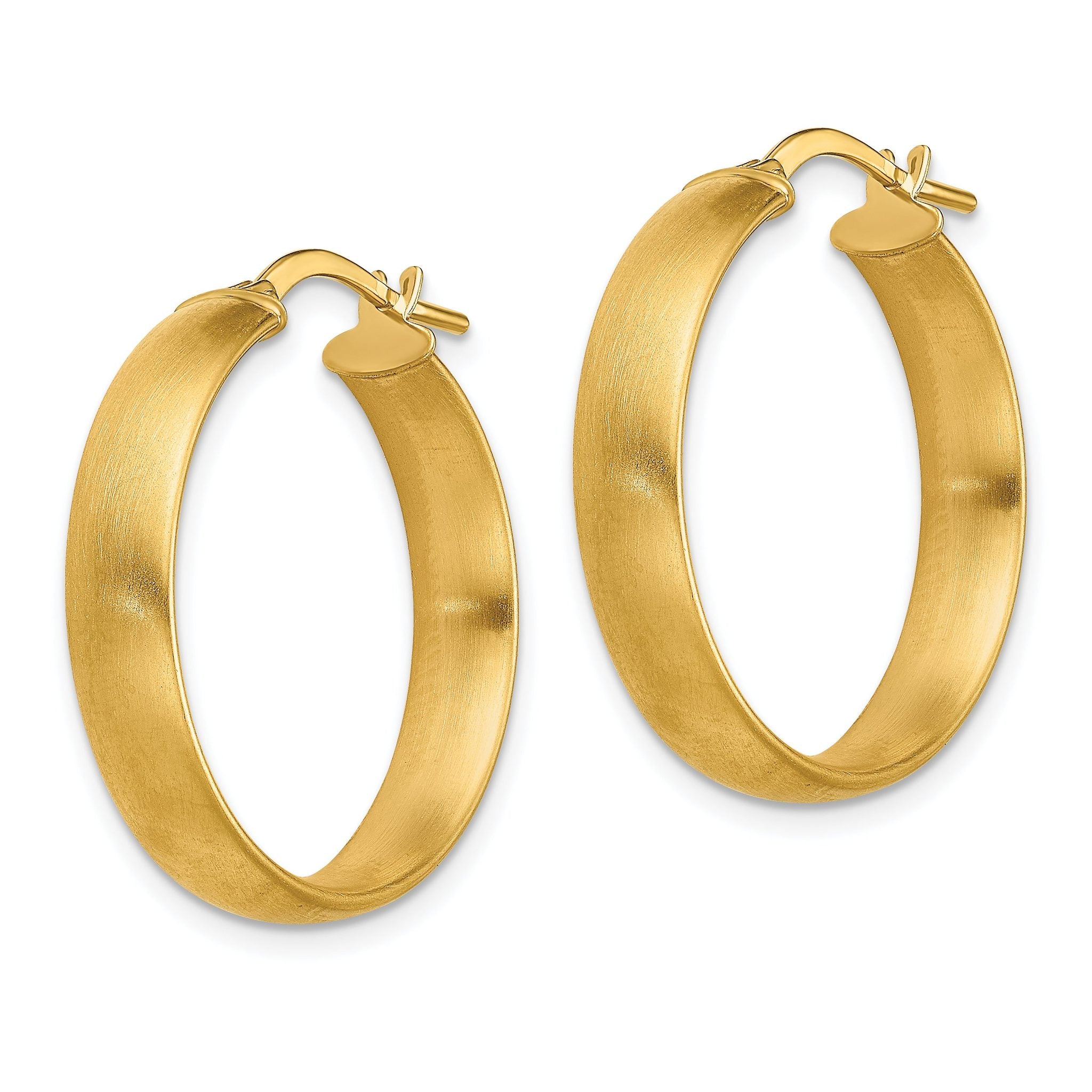 14K Medium x5mm Satin Hoop Earrings Secondary image