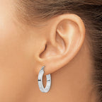 10k White Gold 3mm Polished Square Tube Hoop Earrings