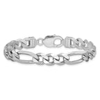 Sterling Silver Rhodium-plated 9mm Figaro Chain