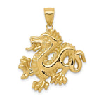 14K Gold Dragon Pendant with Polished Finish for Men