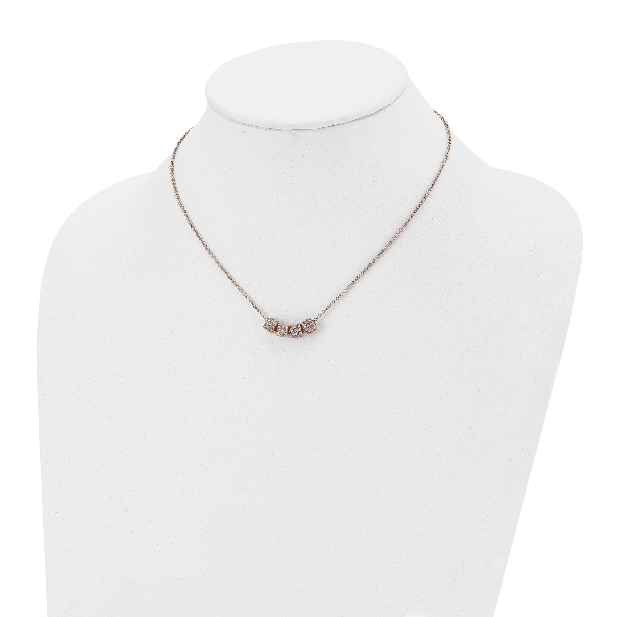 Rose-Tone CZ Necklace in Stainless Steel