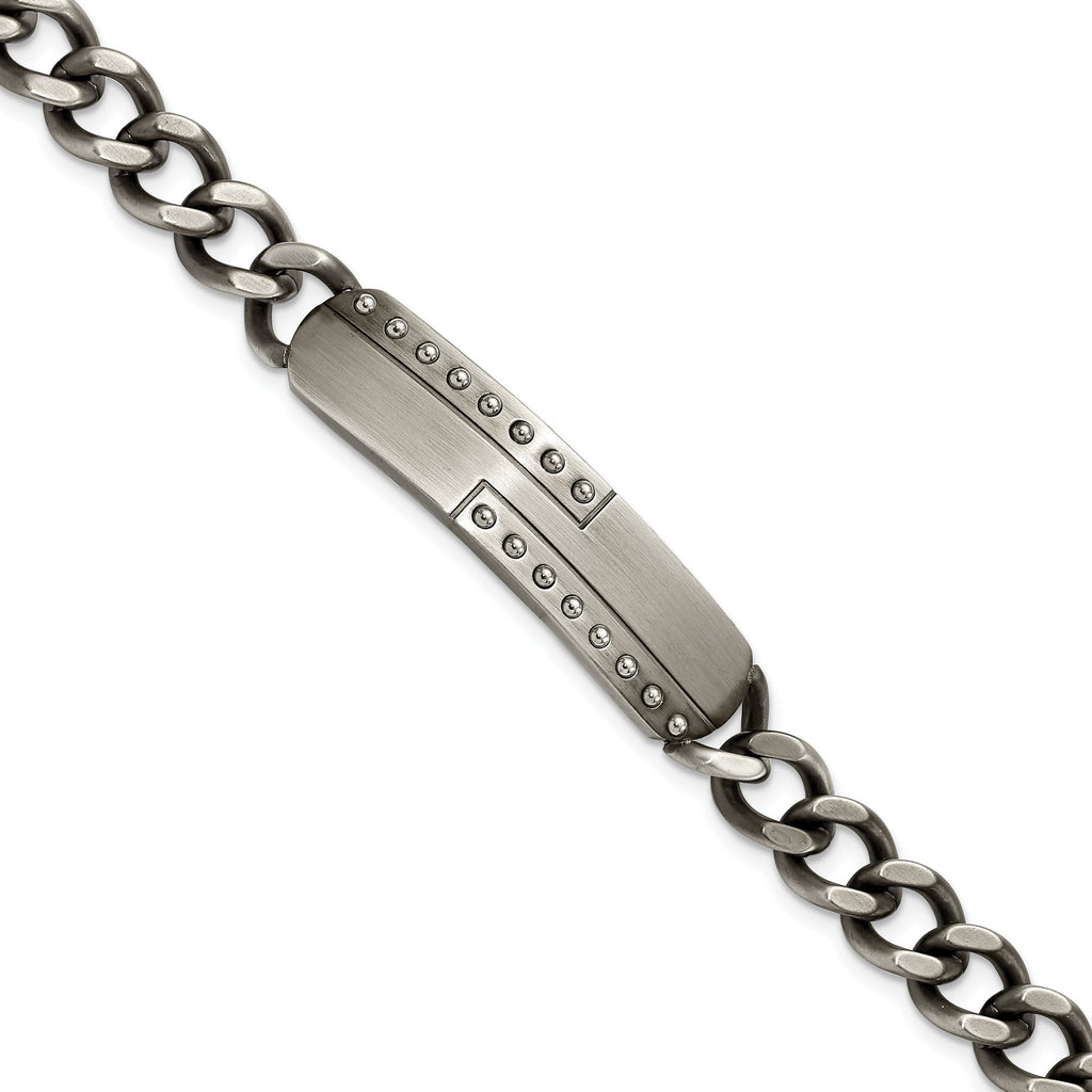 Stainless Steel Matte Finish Gun Metal IP-plated ID Bracelet for Men